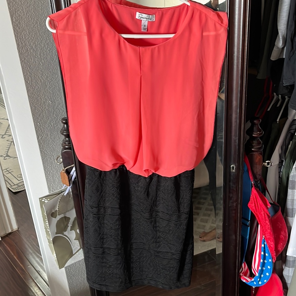Short little pink and black dress